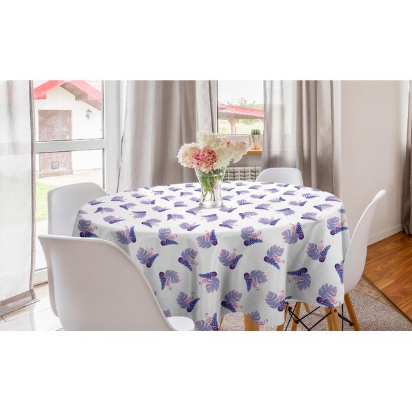 Abakuhaus Tovaglia Rotonda Philodendron, Foglie Esotiche Fenicottero, Tovaglia Circolare Per Sala Da Pranzo, Decorazione Cucina, 150 Cm, Mauve Quartz-image