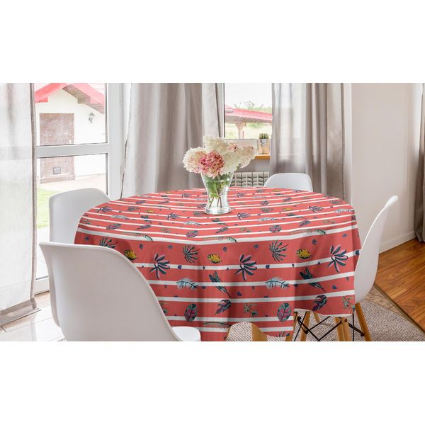 Abakuhaus Tovaglia Rotonda Urwald, Varie Foglie Tropicali, Tovaglia Circolare Per Sala Da Pranzo, Decorazione Cucina, 150 Cm, Multicolore-image