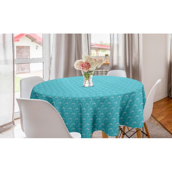 Abakuhaus Tovaglia Rotonda Verde, Cartone Animato Giapponese Sull'oceano, Tovaglia Circolare Per Decorare La Sala Da Pranzo E La Cucina, 150 Cm, Verde-image