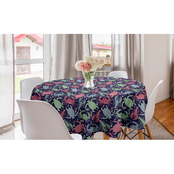 Abakuhaus Tovaglia Rotonda Naturale E Artistica, Animali Marini Colorati, Tovaglia Circolare Per Decorare La Sala Da Pranzo E La Cucina, 150 Cm, Multicolore-image