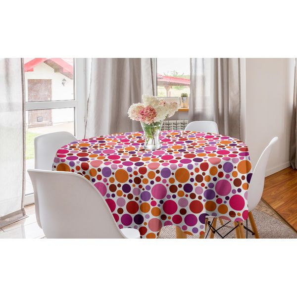 Abakuhaus Tovaglia Rotonda Astratta, Cerchi Colorati E Creativi, Tovaglia Rotonda Per Sala Da Pranzo E Cucina, 150 Cm, Multicolore-image
