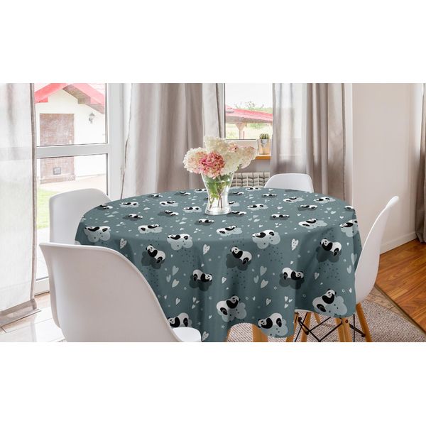 Abakuhaus Tovaglia Rotonda Per Bambini, Panda Che Dormono Sulle Nuvole, Tovaglia Circolare Per Decorare La Sala Da Pranzo E La Cucina, 150 Cm, Multicolore-image