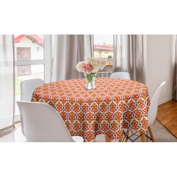 Abakuhaus Tovaglia Rotonda Vintage Tribale, Motivo Con Frecce, Tovaglia Circolare Per Sala Da Pranzo, Decorazione Per Cucina, 150 Cm, Giallo Terra Vermiglio-image