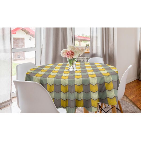 Abakuhaus Tovaglia Rotonda Retrò, Disegni Tribali, Tovaglia Circolare Per Sala Da Pranzo E Cucina, 150 Cm, Multicolore-image