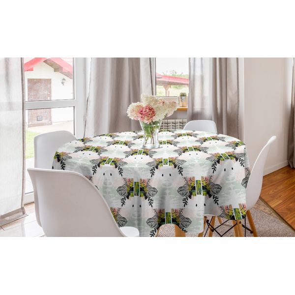 Abakuhaus Tovaglia Rotonda Vintage Tribale, Giungla Estiva Pastello, Tovaglia Circolare Per Decorazione Sala Da Pranzo Cucina, 150 Cm, Multicolore-image