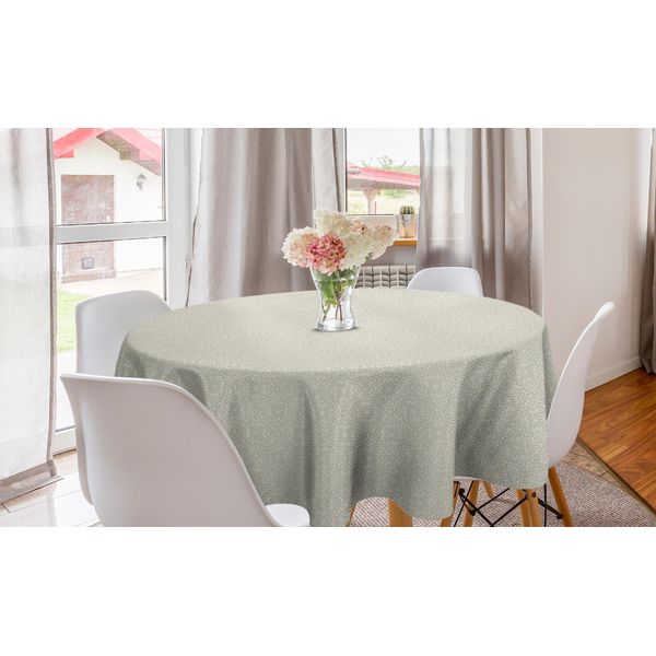 Abakuhaus Tovaglia Rotonda Grigio Damasco, Motivo Floreale, Tovaglia Circolare Per Sala Da Pranzo, Decorazione Cucina, 150 Cm, Grigio, Giallo E Bianco-image