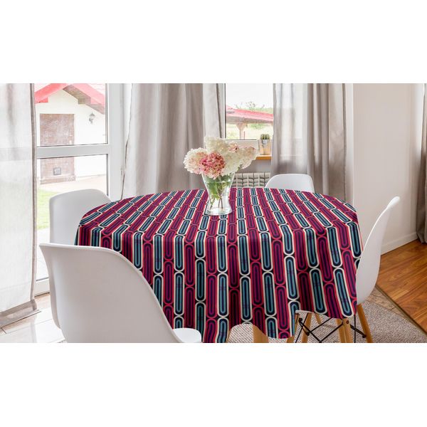 Abakuhaus Tovaglia Rotonda Astratta, Stile Retrò Colorato, Tovaglia Circolare Per Decorazione Sala Da Pranzo Cucina, 150 Cm, Multicolore-image