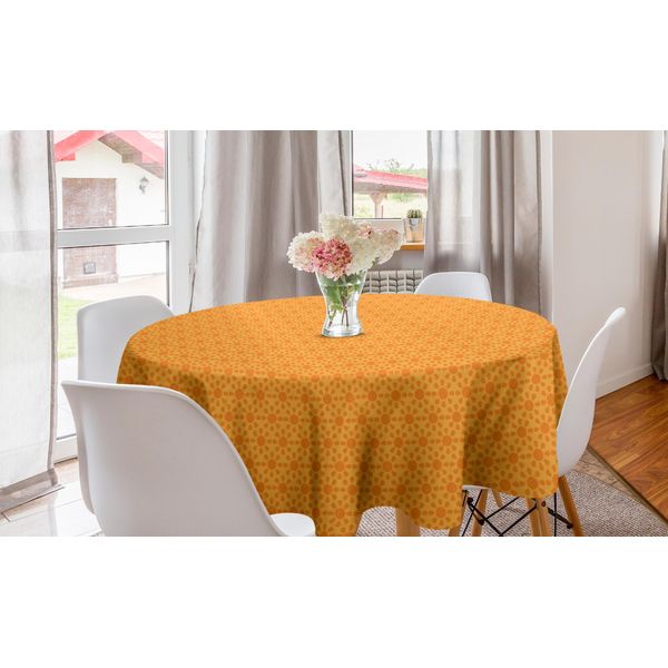 Abakuhaus Tovaglia Rotonda Sole, Tonalità Calde Simmetriche, Tovaglia Circolare Per Sala Da Pranzo, Decorazione Cucina, 150 Cm, Arancione Pallido, Arancione Bruciato-image