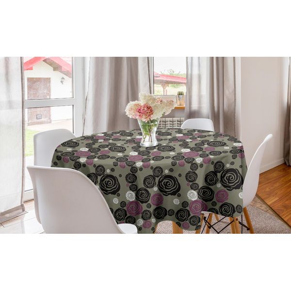 Abakuhaus Tovaglia Rotonda Con Motivi Floreali, Motivi Floreali Rosa Antico, Tovaglia Circolare Per Sala Da Pranzo, Decorazione Per Cucina, 150 Cm, Multicolore Marrone Chiaro-image