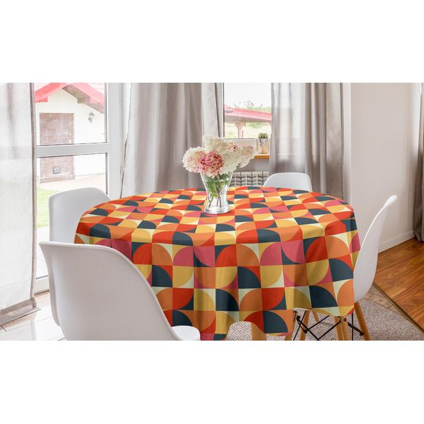 Abakuhaus Tovaglia Rotonda Con Motivi Geometrici Astratti, Minimalista E Moderna, Tovaglia Circolare Per Decorare La Sala Da Pranzo E La Cucina, 150 Cm, Multicolore-image
