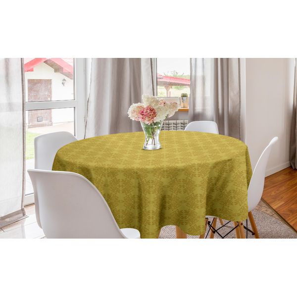Abakuhaus Tovaglia Rotonda In Damasco, Motivi Rinascimentali Reali, Tovaglia Circolare Per Sala Da Pranzo, Decorazione Per Cucina, 150 Cm, Pale Coffee Khaki-image