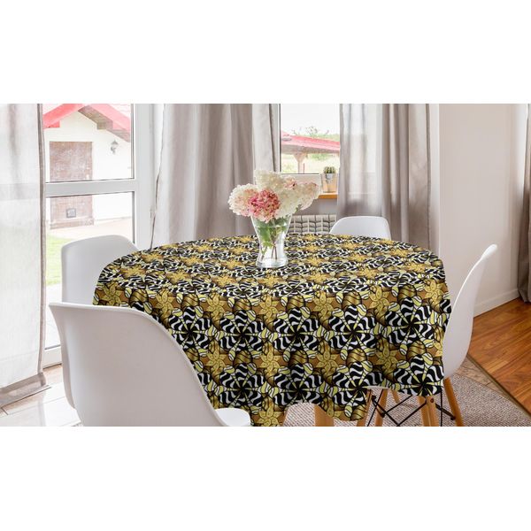 Abakuhaus Tovaglia Rotonda Astratta, Motivi Artistici Classici, Tovaglia Circolare Per Sala Da Pranzo E Cucina, 150 Cm, Grigio Antracite Multicolore-image