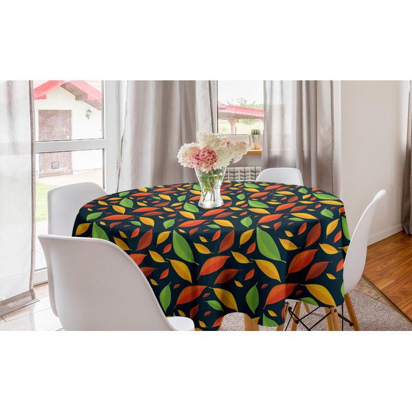 Abakuhaus Tovaglia Rotonda Autunnale, Foglie Colorate Stagionali, Tovaglia Circolare Per Sala Da Pranzo, Decorazione Per Cucina, 150 Cm, Multicolore-image