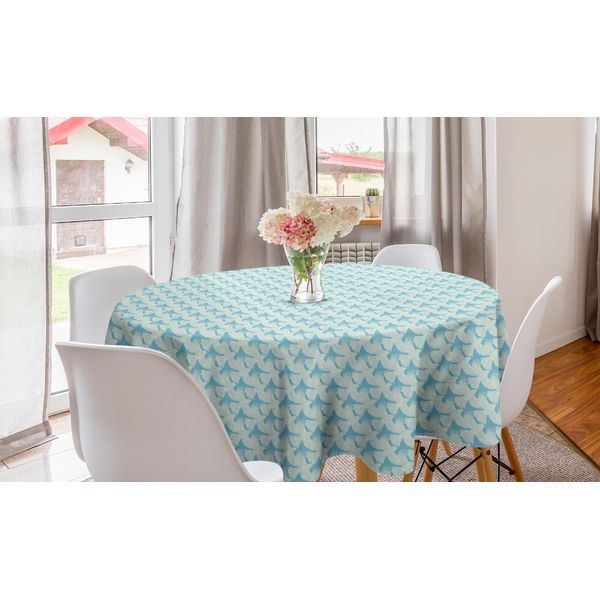 Abakuhaus Tovaglia Rotonda Cielo Blu, Grafica Uccelli In Volo, Tovaglia Circolare Per Sala Da Pranzo E Cucina, 150 Cm, Azzurro E Verde Menta-image