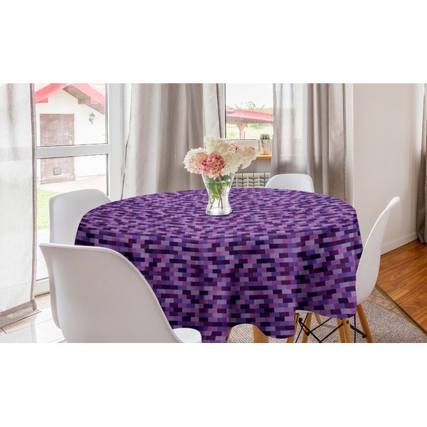 Abakuhaus Tovaglia Rotonda Viola, Blocchi Rettangolari Astratti, Tovaglia Circolare Per Sala Da Pranzo, Decorazione Cucina, 150 Cm, Multicolore-image