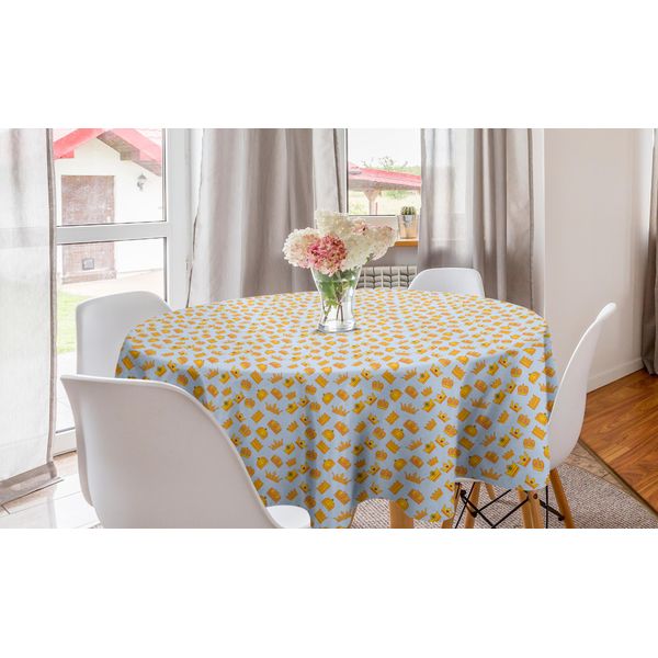 Abakuhaus Tovaglia Rotonda Krone, Dettagli Scaffale Palace, Tovaglia Rotonda Per Sala Da Pranzo, Decorazione Cucina, 150 Cm, Azzurro E Calendula-image