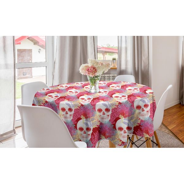 Abakuhaus Arte Astratta Tovaglia Rotonda, Teschi E Coralli, Tovaglia Circolare Per Sala Da Pranzo Decorazione Per Cucina, 150 Cm, Multicolore-image