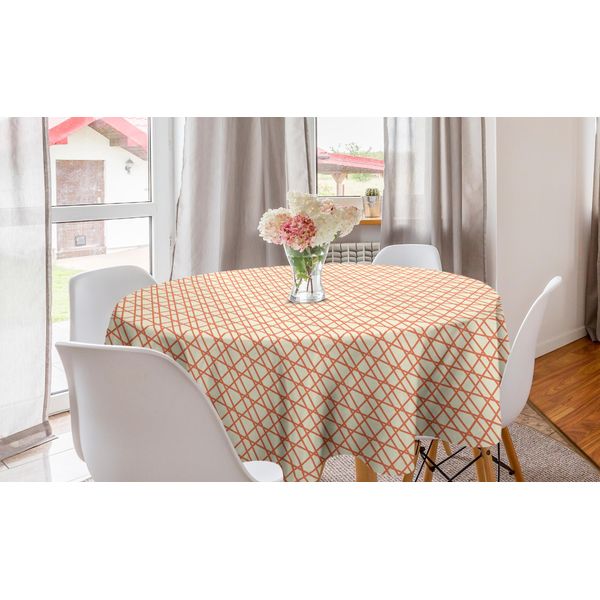 Abakuhaus Tovaglia Rotonda Moderna, Linea Stripes Art, Tovaglia Circolare Per Sala Da Pranzo, Decorazione Cucina, 150 Cm, Giallo Pallido Arancione-image