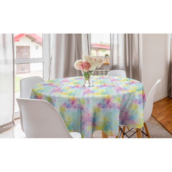 Abakuhaus Tovaglia Rotonda Astratta, Arte Geometrica A Rombi, Tovaglia Circolare Per Sala Da Pranzo, Decorazione Cucina, 150 Cm, Multicolore-image