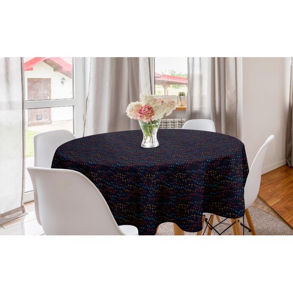 Abakuhaus Tovaglia Rotonda Blu Scuro, Stelle Luminose E Fiori, Tovaglia Circolare Per Sala Da Pranzo E Cucina, 150 Cm, Multicolore-image