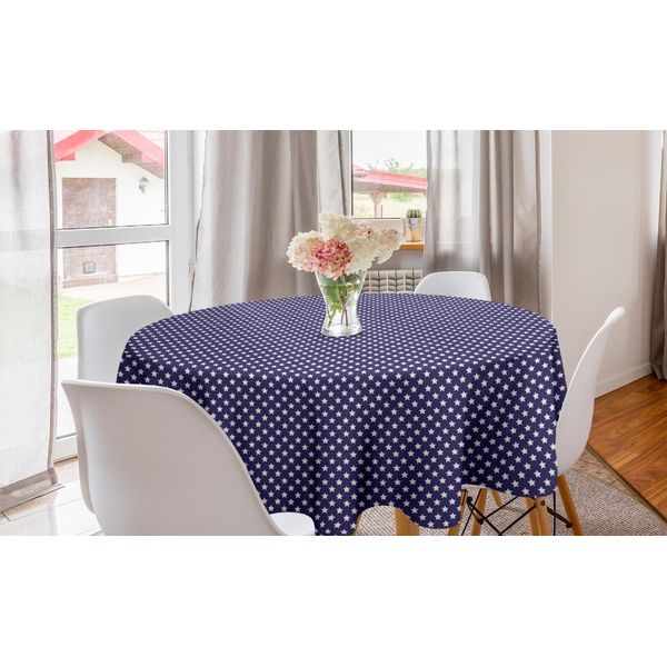 Abakuhaus Tovaglia Rotonda Americana, Bandiera Con Stelle, Tovaglia Circolare Per Sala Da Pranzo, Decorazione Per Cucina, 150 Cm, Viola E Bianco-image