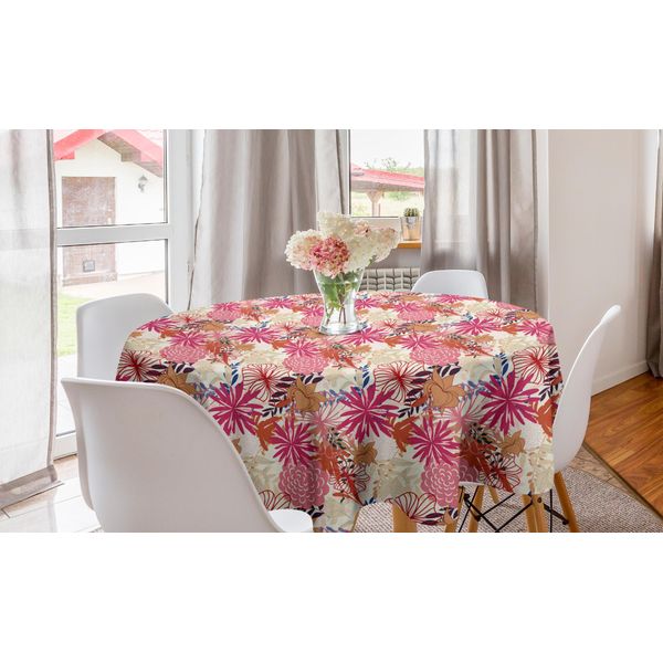 Abakuhaus Tovaglia Rotonda Con Motivi Floreali, Composizione Floreale Vivace, Tovaglia Circolare Per Sala Da Pranzo, Decorazione Per Cucina, 150 Cm, Multicolore-image