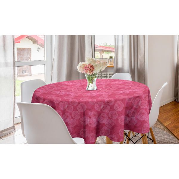Abakuhaus Tovaglia Rotonda Rosa, Tonalità Di Rosa Romantico, Tovaglia Circolare Per Sala Da Pranzo, Decorazione Cucina, 150 Cm, Rosa-image