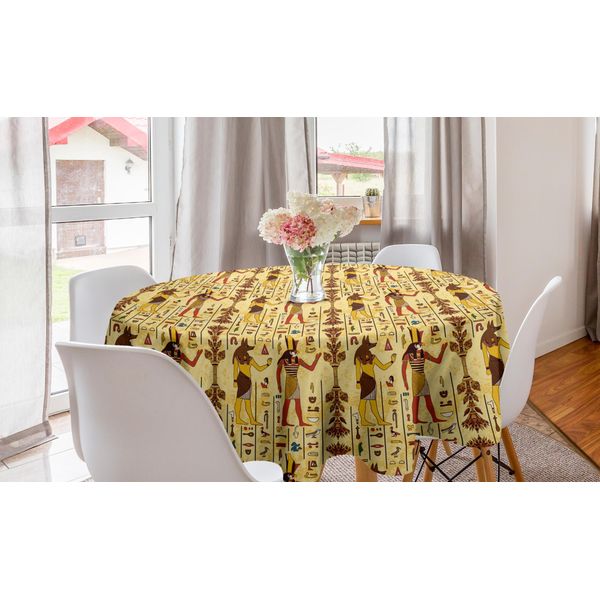 Abakuhaus Tovaglia Rotonda Egiziana, Grunge E Retrò Senza Tempo, Tovaglia Circolare Per Sala Da Pranzo, Decorazione Cucina, 150 Cm, Multicolore-image