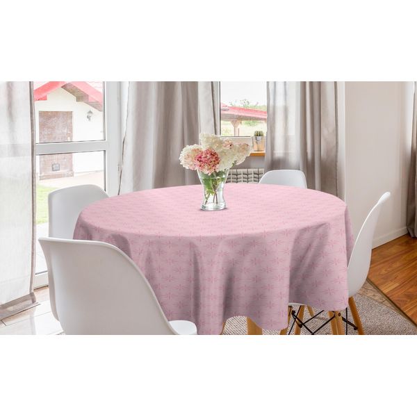Abakuhaus Tovaglia Geometrica Rotonda, Vintage Blumenliebe, Tovaglia Circolare Per Sala Da Pranzo, Decorazione Cucina, 150 Cm, Rosa Pallido-image