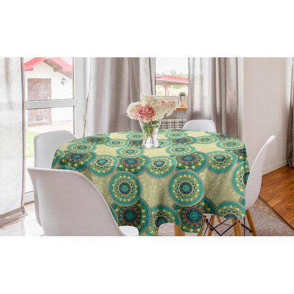Abakuhaus Tovaglia Rotonda Mandala, Motivi Marocchini, Tovaglia Circolare Per Sala Da Pranzo, Decorazione Cucina, 150 Cm, Multicolore-image