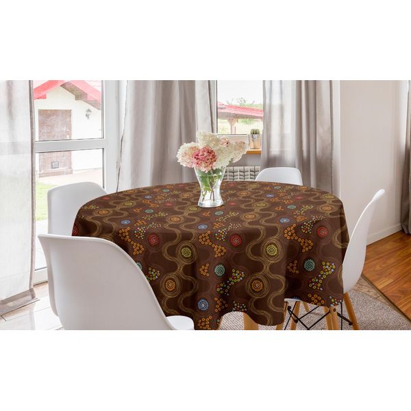 Abakuhaus Tovaglia Rotonda Astratta, Linee Curve Doodle, Tovaglia Circolare Per Sala Da Pranzo E Decorazione Della Cucina, 150 Cm, Multicolore-image