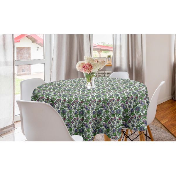 Abakuhaus Tovaglia Rotonda Con Motivi Floreali, Ricca Flora Colorata, Tovaglia Circolare Per Sala Da Pranzo, Decorazione Per Cucina, 150 Cm, Multicolore-image