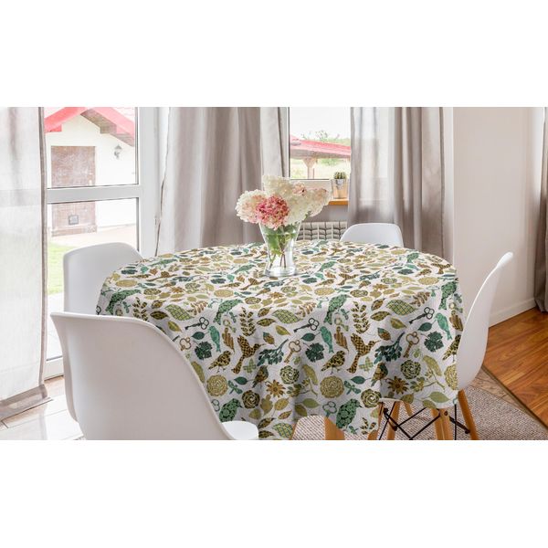 Abakuhaus Tovaglia Rotonda, Uccelli E Libellule, Tovaglia Circolare Per Sala Da Pranzo, Decorazione Per Cucina, 150 Cm, Multicolore-image