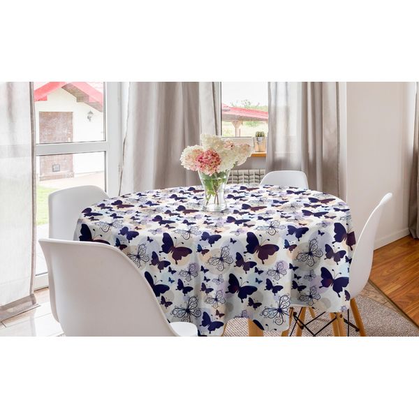 Abakuhaus Tovaglia Rotonda Con Farfalle, Colori Pastello, Tovaglia Circolare Per Sala Da Pranzo, Decorazione Per Cucina, 150 Cm, Multicolore-image