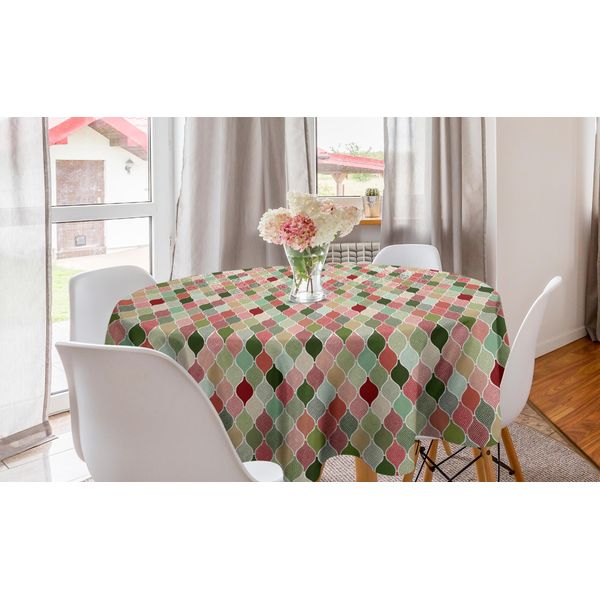 Abakuhaus Tovaglia Rotonda Astratta, Geometrica Orientale, Tovaglia Circolare Per Sala Da Pranzo, Decorazione Cucina, 150 Cm, Multicolore-image