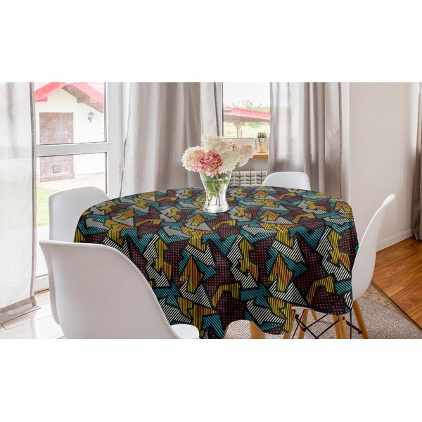 Abakuhaus Tovaglia Geometrica Rotonda, Design Urbano Astratto, Tovaglia Circolare Per Sala Da Pranzo E Cucina, 150 Cm, Multicolore-image