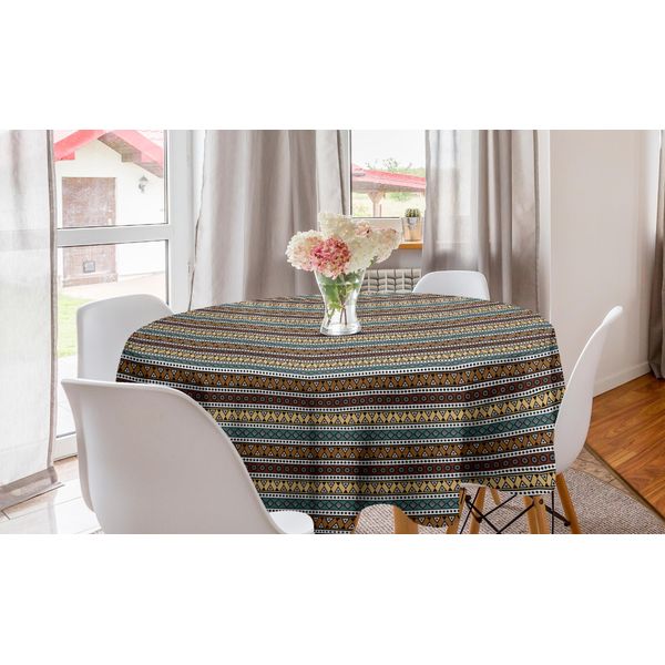 Abakuhaus Tovaglia Rotonda Boho, Motivo Geometrico, Tovaglia Circolare Per Sala Da Pranzo, Decorazione Per Cucina, 150 Cm, Multicolore-image