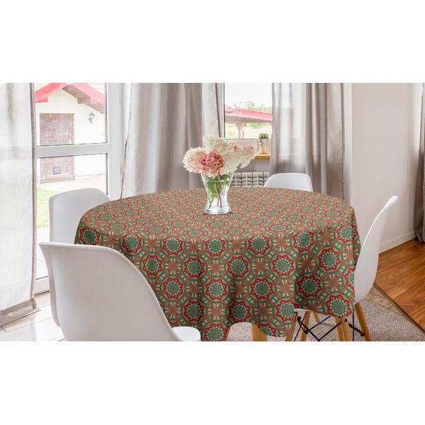 Abakuhaus Tovaglia Rotonda Tribale, Motivo Paisley Decorativo, Tovaglia Circolare Per Sala Da Pranzo, Decorazione Cucina, 150 Cm, Multicolore-image