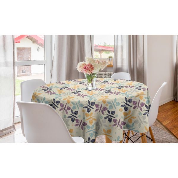 Abakuhaus Tovaglia Rotonda Con Farfalle, Motivo Astratto Primaverile, Tovaglia Circolare Per Sala Da Pranzo E Cucina, 150 Cm, Multicolore-image