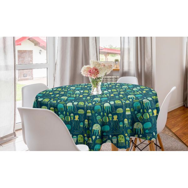 Abakuhaus Tovaglia Rotonda Con Meduse, Simpatici Animali Marini, Tovaglia Circolare Per Decorare La Sala Da Pranzo E La Cucina, 150 Cm, Multicolore-image