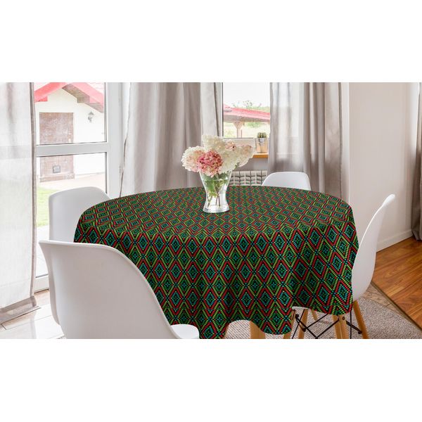 Abakuhaus Tovaglia Rotonda Afghana, Forme Colorate, Tovaglia Circolare Per Sala Da Pranzo, Decorazione Per Cucina, 150 Cm, Multicolore-image