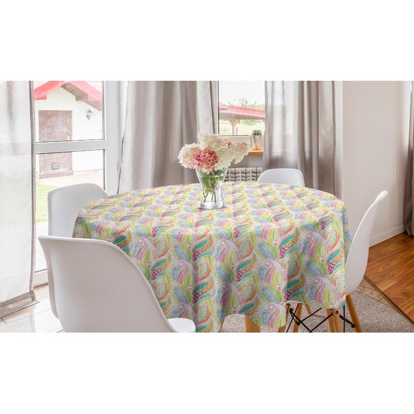 Abakuhaus Tovaglia Rotonda Hippie, Motivo Paisley Colorato, Tovaglia Circolare Per Sala Da Pranzo E Cucina, 150 Cm, Multicolore-image