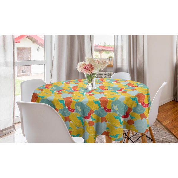 Abakuhaus Tovaglia Rotonda Colorata, Primavera Naturale Papaveri, Tovaglia Circolare Per Sala Da Pranzo Decorazione Cucina, 150 Cm, Multicolore-image