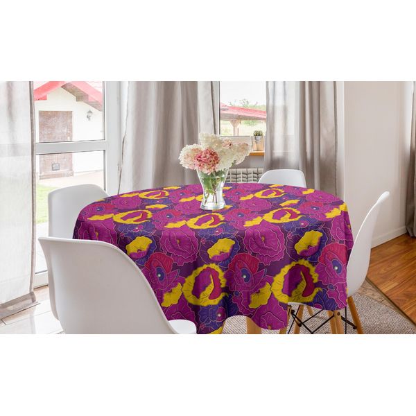 Abakuhaus Tovaglia Rotonda Colorata, Poppy Meadow, Tovaglia Circolare Per Sala Da Pranzo, Decorazione Per Cucina, 150 Cm, Multicolore-image