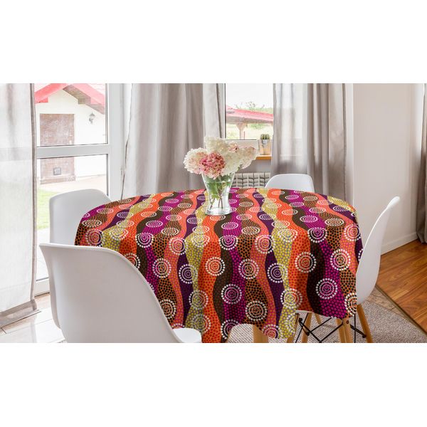 Abakuhaus Tovaglia Rotonda, Stile Colorato, Tovaglia Rotonda Per Sala Da Pranzo, Decorazione Per Cucina, 150 Cm, Multicolore-image