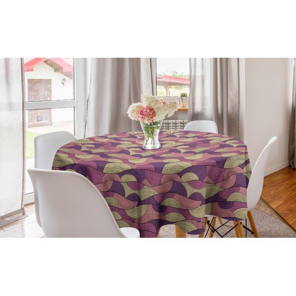 Abakuhaus Tovaglia Rotonda Astratta, Forme Ad Arco, Arte Scarabocchiata, Tovaglia Circolare Per Sala Da Pranzo, Decorazione Cucina, 150 Cm, Multicolore-image
