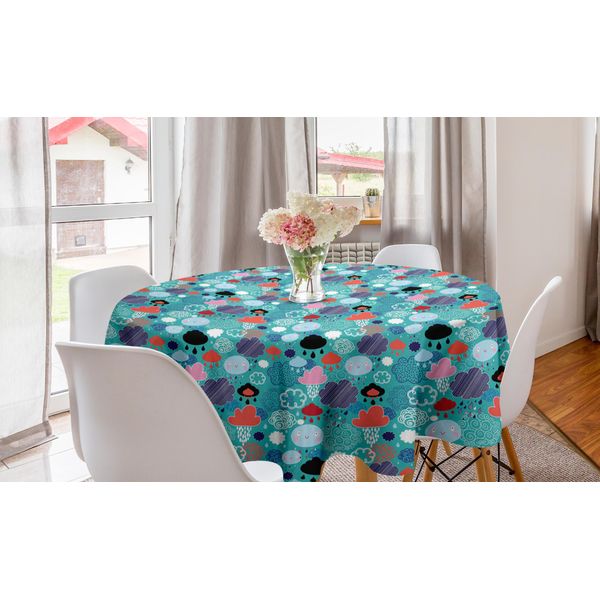 Abakuhaus Tovaglia Rotonda Wolken, Motivo Autunnale, Tovaglia Circolare Per Sala Da Pranzo E Cucina, 150 Cm, Multicolore-image