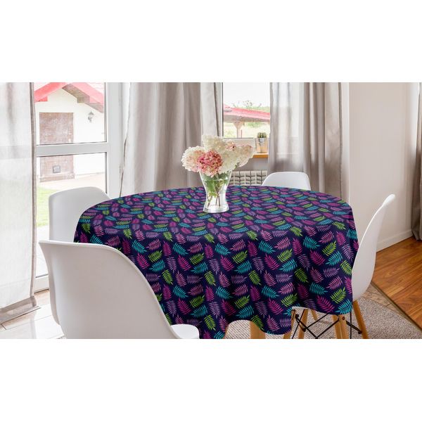 Abakuhaus Tovaglia Rotonda Con Foglie, Fogliame Della Foresta Pluviale Tropicale, Tovaglia Circolare Per Sala Da Pranzo, Decorazione Per Cucina, 150 Cm, Multicolore-image