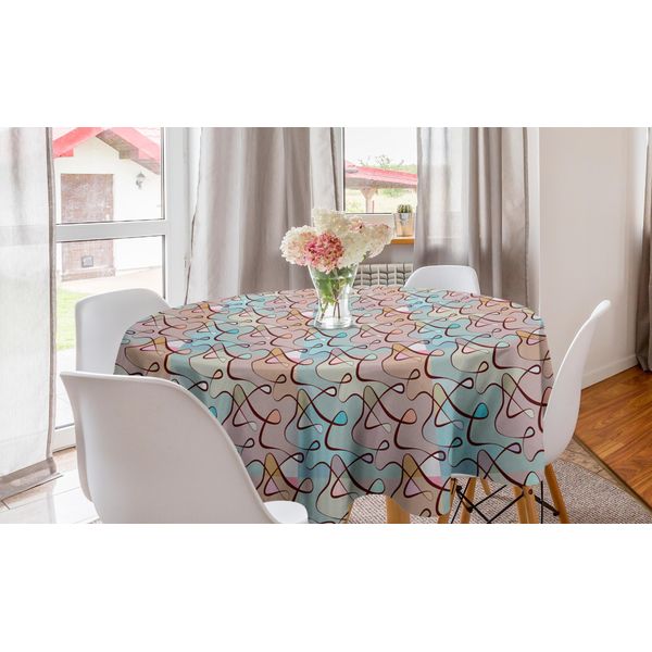 Abakuhaus Tovaglia Rotonda Astratta, Linee Morbide E Intrecciate, Tovaglia Circolare Per Decorare La Sala Da Pranzo E La Cucina, 150 Cm, Multicolore-image