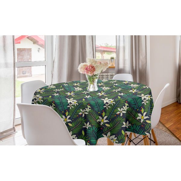 Abakuhaus Tovaglia Rotonda Tropicale, Hawaii Flora Petali Esotici, Tovaglia Circolare Per Sala Da Pranzo, Decorazione Cucina, 150 Cm, Multicolore-image